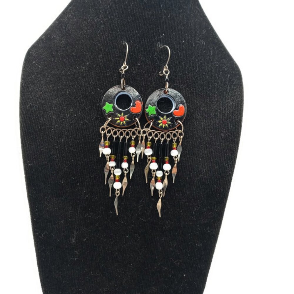 Women's Earrings Handmade Alpaca Ceramic Multicolor Andean Beads